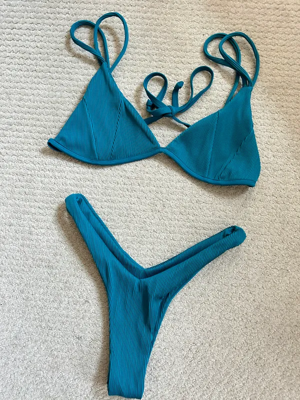 Kulani Kinis teal “Cactus Ribbed” Bikini Set - Image 2