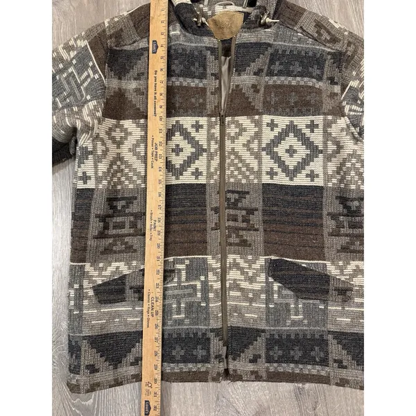Woolrich Womens Sz L Aztec Southwestern Hooded Coat Jacket Full Zip Wool Blend - Image 5