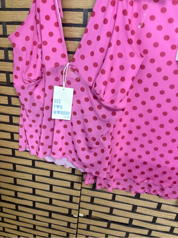 See You Monday Pink Polka Dot Two Piece Skirt Set Size XL - Image 3