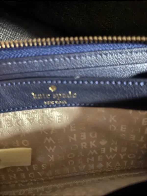 KATE SPADE - 'ANITA' Blue & White Plaid Check Continental Long Full Zip Wallet - Image 13