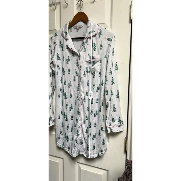 The Royal Standard Champagne Christmas‎ Tree Sleep Shirt Nightgown Small White - Image 5