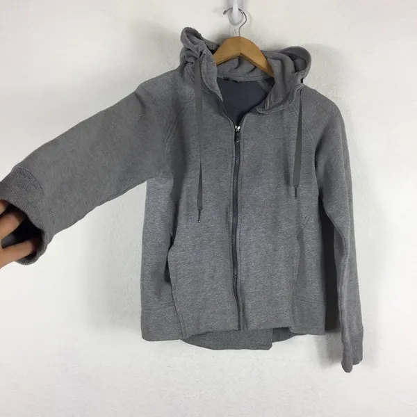 Lululemon Fleece Please Hoodie Jacket Heathered Speckled Medium Grey Size 6 - Image 12