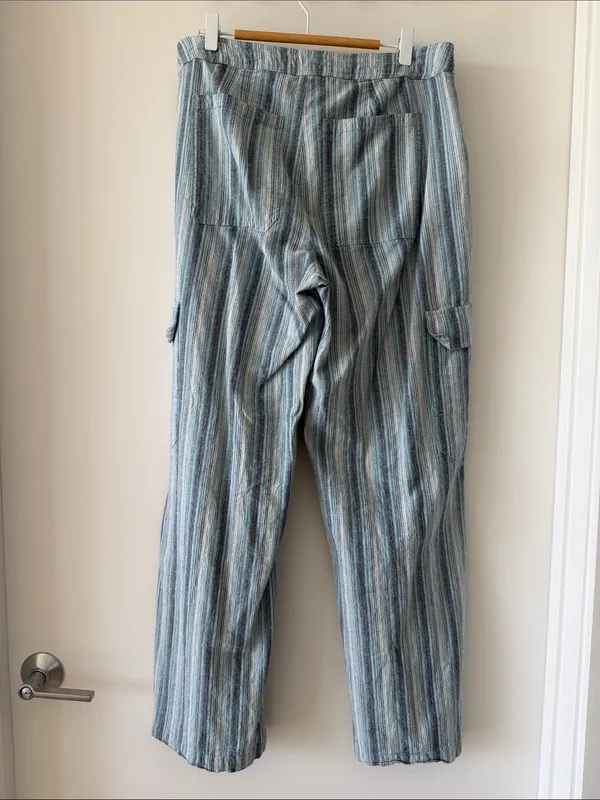 Mango Striped Blue Cargo Pants - Image 4