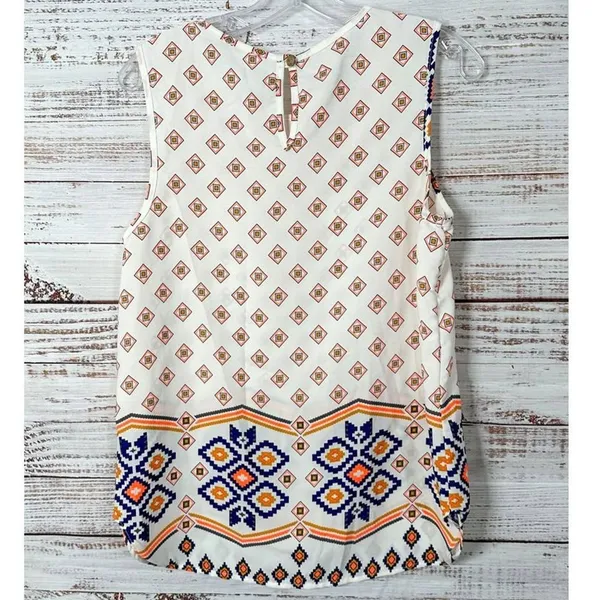 Pink Blush Women's Aztec Print Keyhole Back Sleeveless Top Multi-Color Medium - Image 12