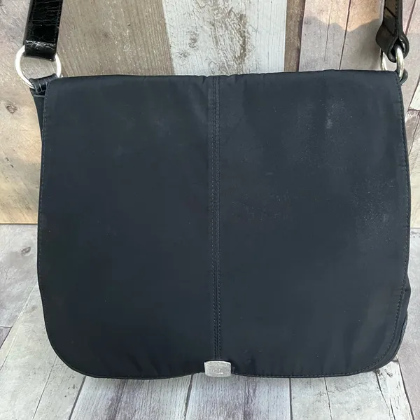 Lauren Ralph Lauren Messenger Bag Large Black Nylon Croc‎ Trim Good Crossbody - Image 3