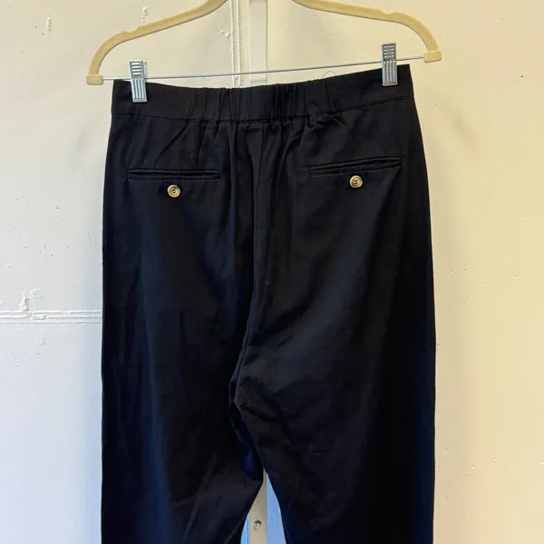 MABLE Black‎ Pleated High Waist Crossover Tapered Cropped Pants MP6040 Small - Image 5