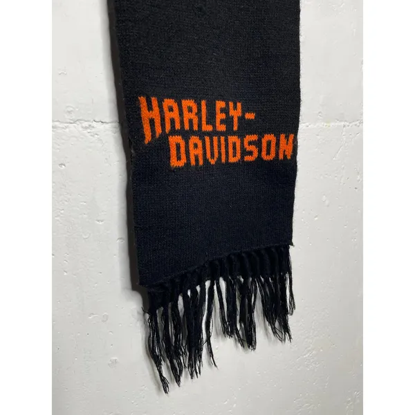 Vintage Harley- Davidson Acrylic Scarf Black Orange made in USA - Image 3