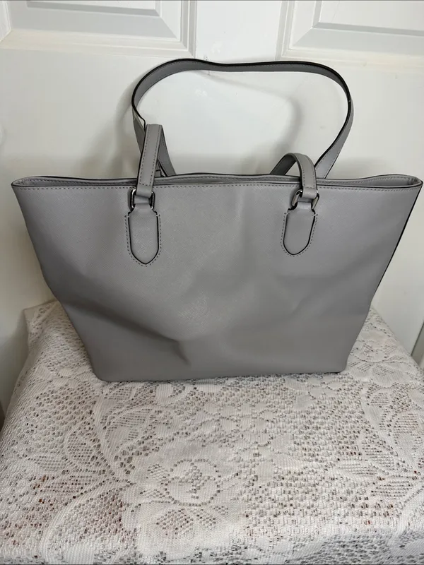 Kate Spade Light gray Saffiano Leather Tote shoulder bag purse - Image 5