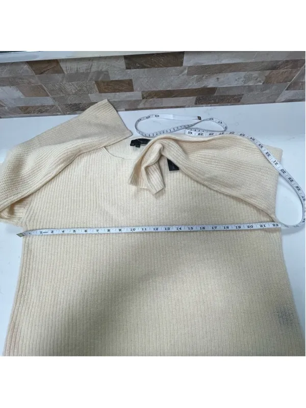 360 cashmere yellow/beige light weight knit cashmere pullover sweater Sz XS $334 - Image 9