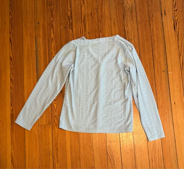 Cyrus Light Blue Eyelet Button-Down Top - Image 4