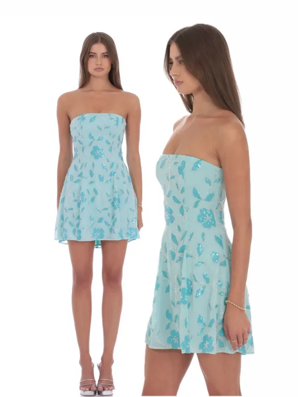 LUCY IN THE SKY Sequin Beaded Flare Strapless Mini Dress Party HOCO⁠ NWT SZ. S - Image 2