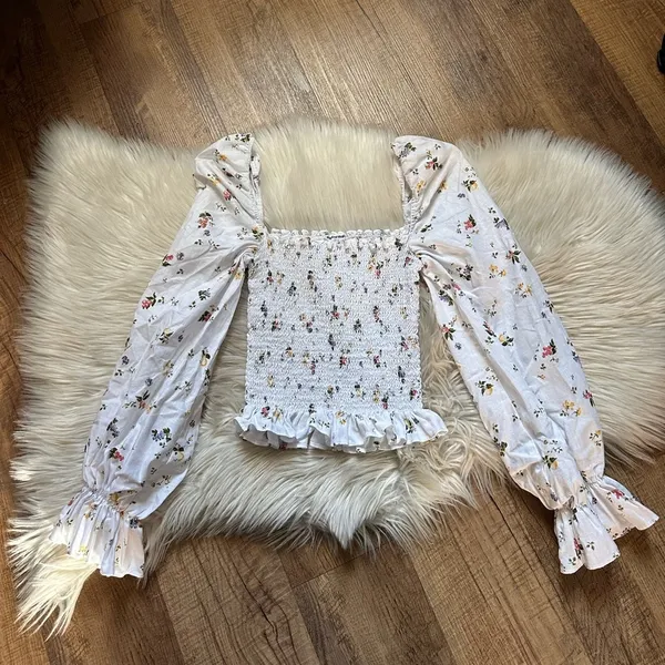 REFORMATION Tangerine Top In Orchard 100% Linen - Image 2