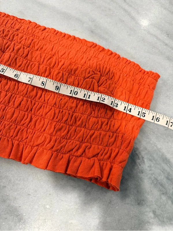NWOT Free People Beach Size L Orange Smocked Linen Blend Strapless Tube Top - Image 5