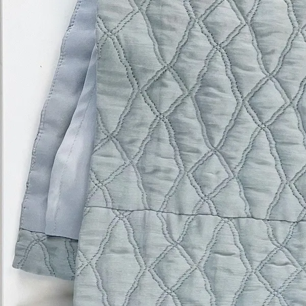 Thyskens Theory Seedo Quilted Skirt A-line Ice Gray Blue‎ Preppy Minimal Women 6 - Image 3