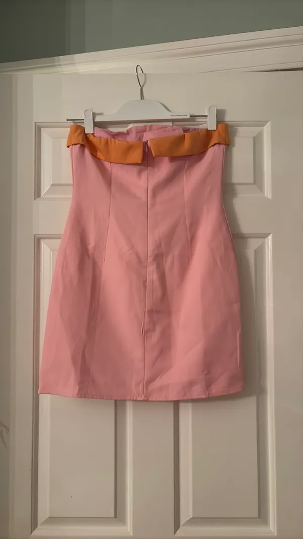 Princess Polly Mini Dress Pink Strapless HOCO orange rim - Image 3