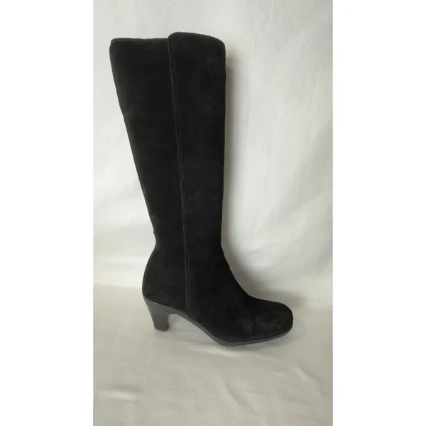La Canadienne Black Suede Tall Knee High Heeled Boots Women's Size 6 M - Image 5