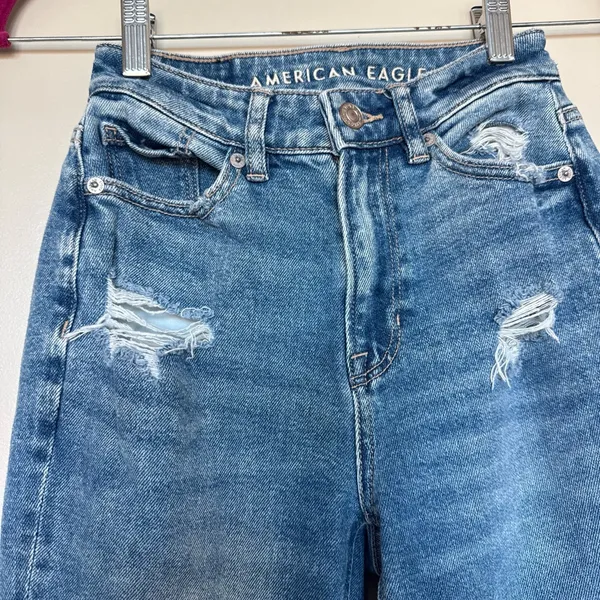 American Eagle Outfitters High-Rise Distressed Jeans, Size 000 Regular - Image 2