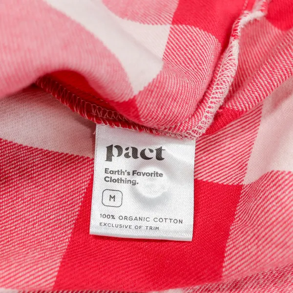Pact Organic Cotton Mila Flannel Shirt Women M Red White Gingham Plaid Button Up - Image 5