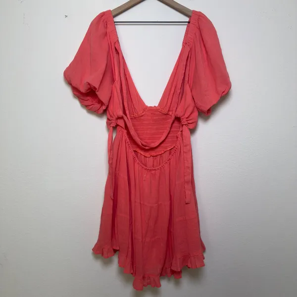 NEW Free People Women Perfect Day‎ Mini Dress Large Pink Corset Lace Party Event - Image 5