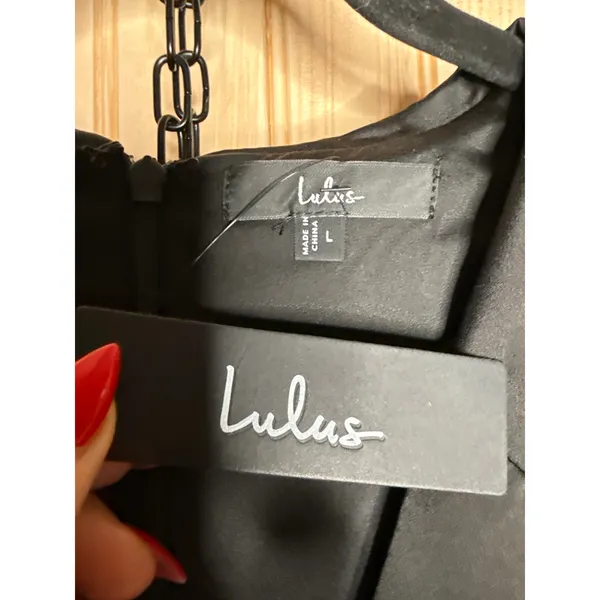 NWT Lulus Impressive Presence Black Collared Straight Leg Jumpsuit Classy Sz L - Image 4