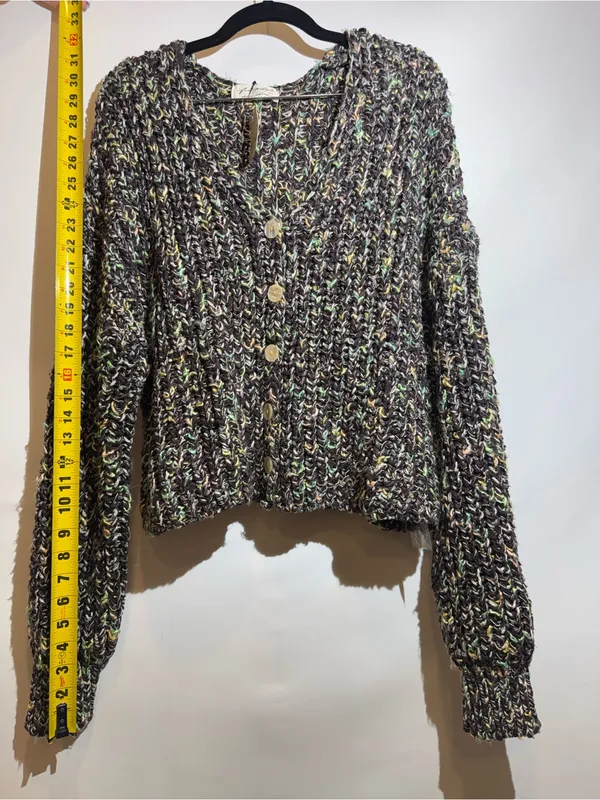 NWT Free People Multicolor Speckled Chunky Button Flea Market Cardigan Size M - Image 5