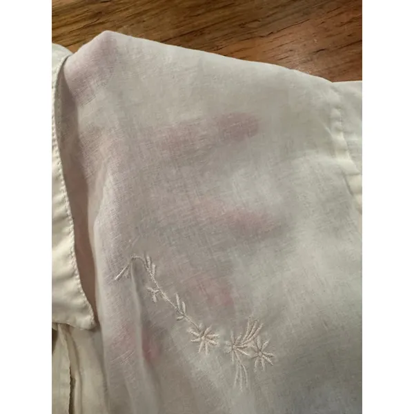 VTG Putumayo Cotton Embroidered Blouse Off White Boho Cottagecore Shirt Med Indi - Image 8