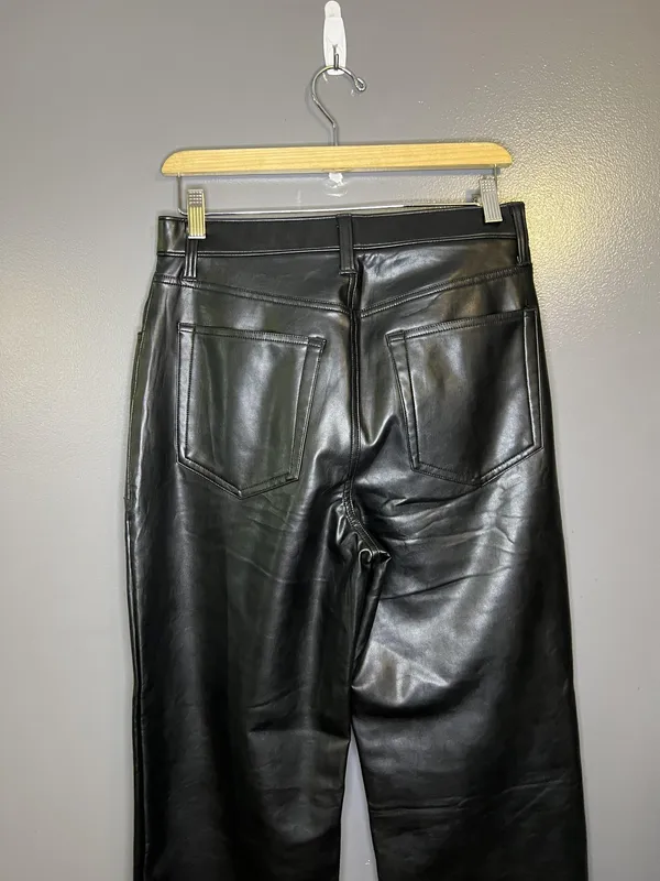 Abercrombie & Fitch Curve Love 90s Relaxed Jeans Womens 10S Black Faux Leather - Image 5