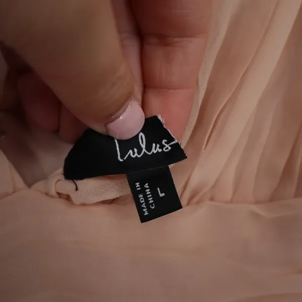 Lulus Heavenly Hues Maxi Dress Women's Medium Blush Pleated V-Neck Front Slit - Image 5