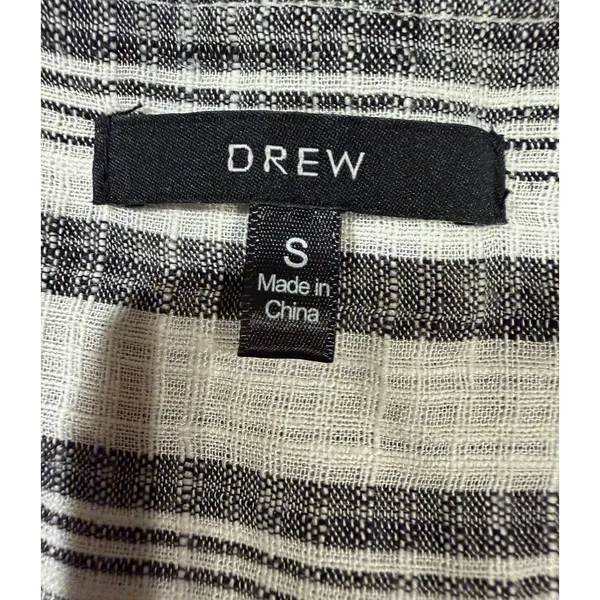 Anthropologie Drew Gray Stripe Tie Front Linen/rayon Dress Size S - Image 5