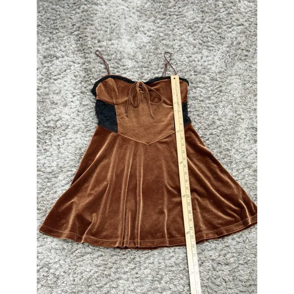 Urban Outfitters Brown Velvet Lace Corset Sleep Dress Fairycore Whimsigoth S - Image 13