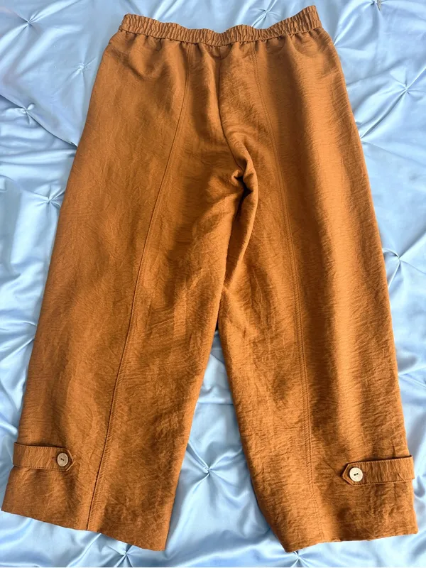 Jules & Leopold Burnt Orange Elastic Waist Wide-Leg Pants - Image 3