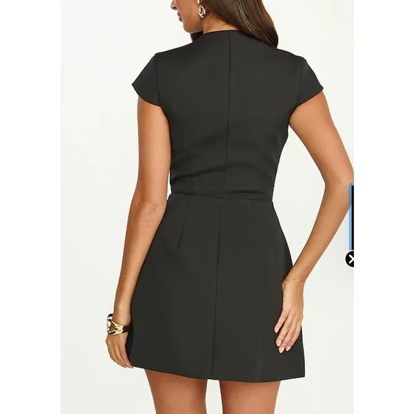 Showpo Mini Dress Low Cut Jacqui Size US 2 Black - Image 5