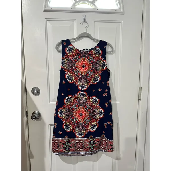 Altar'd State Shift Dress Boho Mandala Navy Blue Paisley Print Sleeveless Size M - Image 3