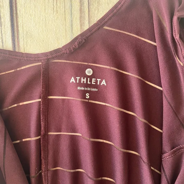 Athleta Max Out Chi Burgundy Sheer Stripe Side Tie Tank Top - Image 11