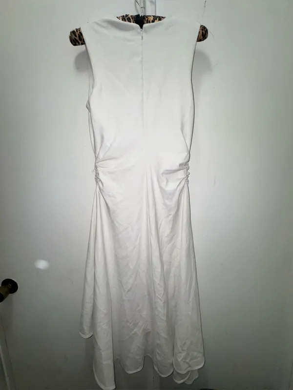 COS V-Neck White Asymmetrical Sleeveless Maxi Dress Size XS - Image 9