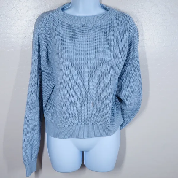 Brandy Melville Light Blue Ribbed‎ Knit Cropped Sweater - Image 8
