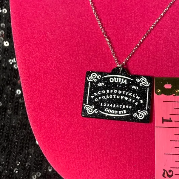 Sterling Silver Spooky Season Ouija Board Necklace 925 Planchette Earrings emo - Image 10