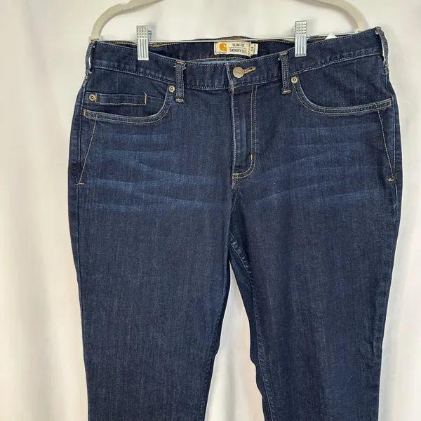 Carhartt Slim Fit‎ Skinny Leg Dark Wash Denim Jeans Womens Size 14 Regular - Image 3
