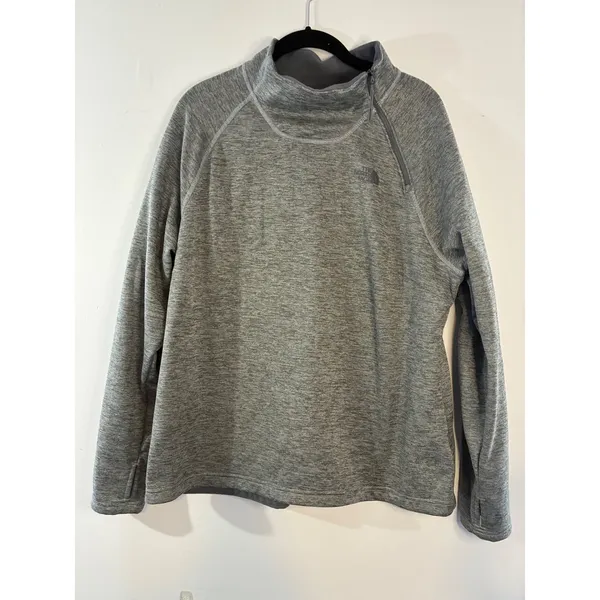 The North Face Mattea Funnel Pullover Quarter‎ Zip Thumb Hole Gray Athletic- XL - Image 2