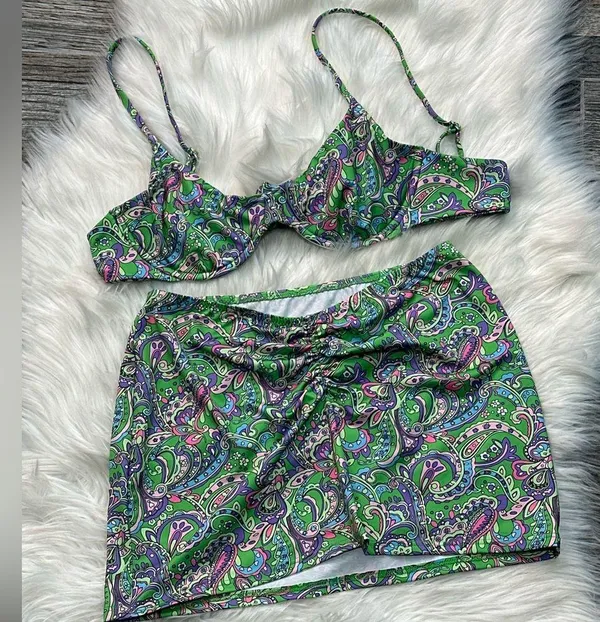 Kasakai Hendrix Bikini Top and Pippa Swim Skirt in Paisley Princess - Image 4