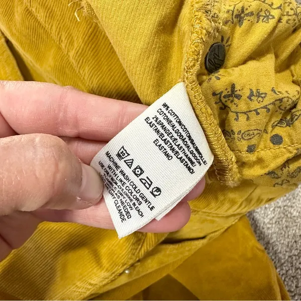 We The Free High Rise Skinny Corduroy Frayed Raw Hem Pants in Mustard Yellow 29 - Image 11