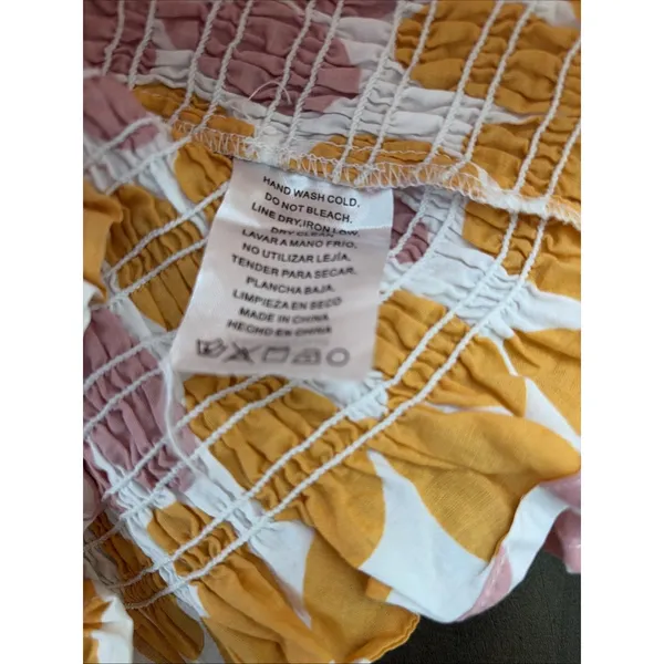 Jacquie The Label Smocked Crop Top Womens M Orange Pink Floral Puff Sleeve M - Image 4