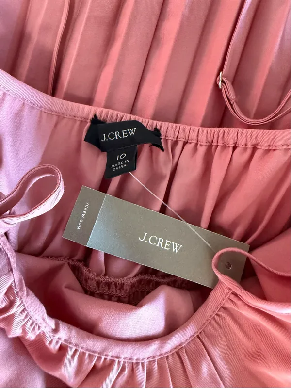 J.Crew Smocked Waist Pleated Midi Dress Pink NWT Size 10 - Image 7