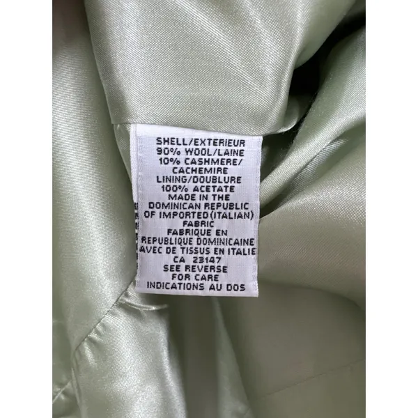 Talbots Sage Green Wool Cashmere Blend Double Breasted Pea Coat Size 4 Italian - Image 4