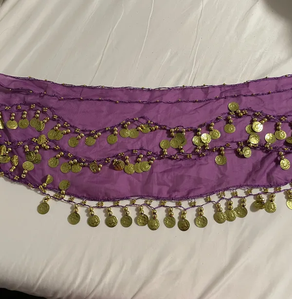 Purple Belly Dance Hip Scarf - Image 4