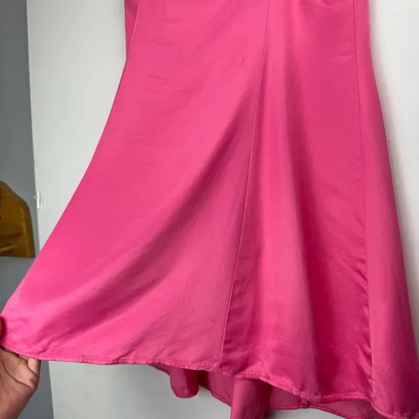 NEW ZARA Pink Satin Corsetry Mini Babydoll Dress Sz Large Chain Strap - Image 15