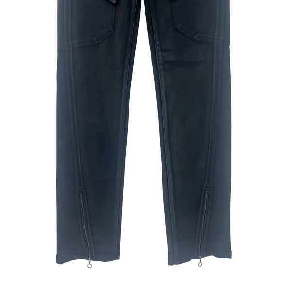 PAIGE Stella Black Coated Cargo Straight Leg Pants Size‎ 23 - Image 8