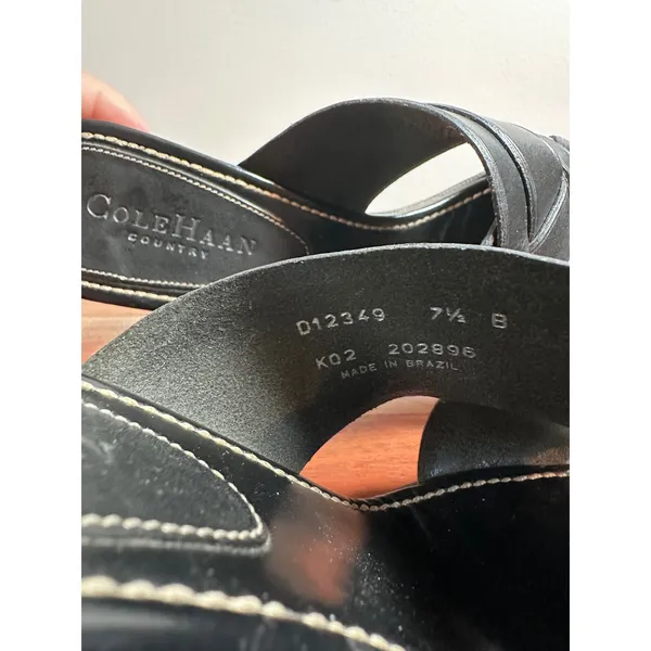 Cole Haan Country Slide Sandals Womens 7.5 Black Leather Block Heel Minimalist - Image 9