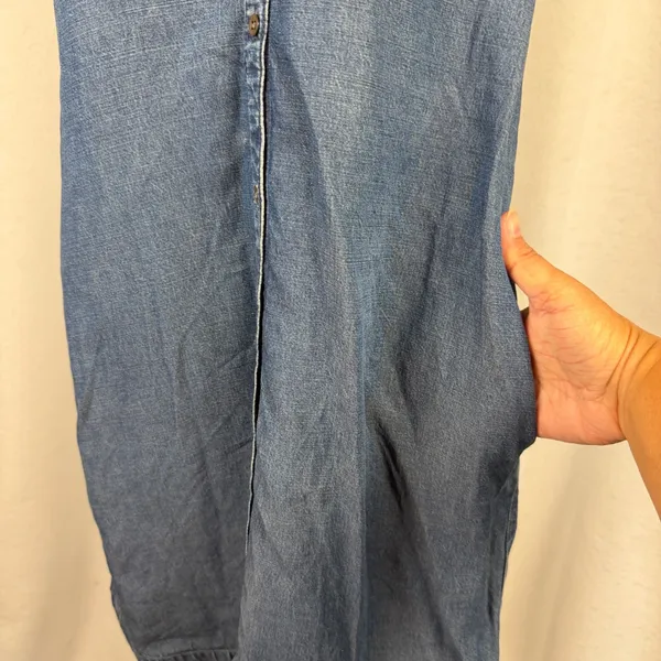 J.McLaughlin Denim Shirt Dress Womens Small Sleeveless Lyocell Linen Blend Blue‎ - Image 4