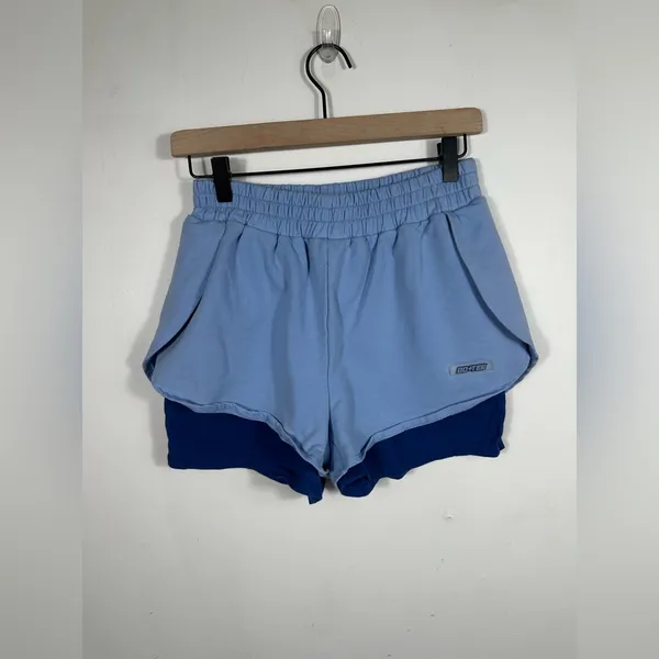 BO+TEE‎ Double Layer 2 in 1 Running Shorts Blue Athletic Gym Women’s Small - Image 2